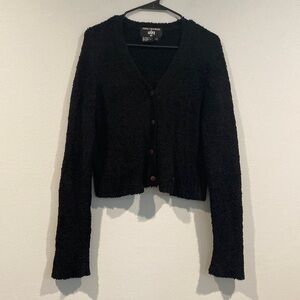 Nina Charles for Kasper Black Long Sleeve Sweater with Stretch - Size Large